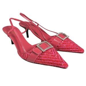 Kate Spade New York Fuchsia Pink Slingback Kitten Heels Size 8 Made in Italy Lux